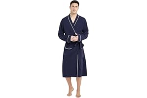U2SKIIN Mens 100% Cotton Robe Lightweight Knit Bathrobe