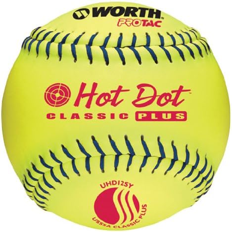 Worth Usssa Classic Hot Dot Leather Slow Pitch Softballs Pro Tac 12 Ball Pack