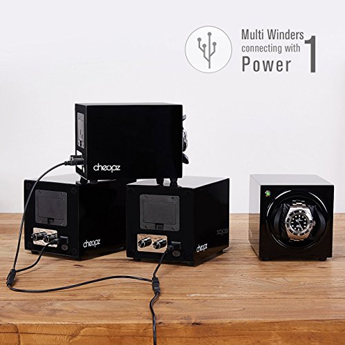 Cheopz Black USB Single Watch Winder Box for Automatic Watch Dual Powered by Batteries & USB