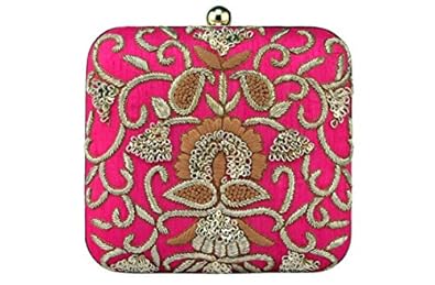 Royal Pitarah Womens Pink Square Box Clutch
