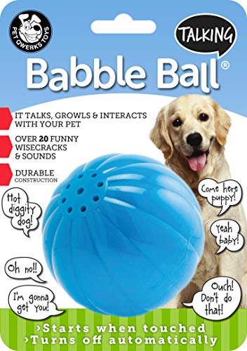 Pet Qwerks Talking Babble Ball - Interactive Chew Dog Toy - Large