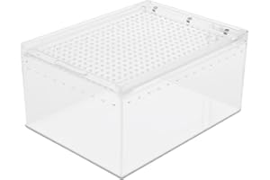 NIKUJUGA 13 * 10 * 7.5cm Feeding Box Acrylic Reptile Breeding Box Transparent Jumping Spider Enclosure with Ventilation Holes for Spiders, Lizards, Scorpions, Geckos (Medium)