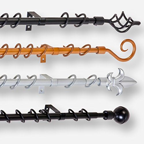 FX Extendable Gothic Metal Curtain Pole [Gold, Fleur, 120 - 213cm (47.2 - 83.9")]