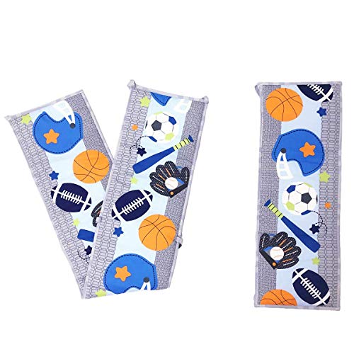 Amomo Crib Bumpers Breathable Baby Bumper Pads 4 Piece for Baby Girl Boy (Blue-Balls) - Thumbnail 7