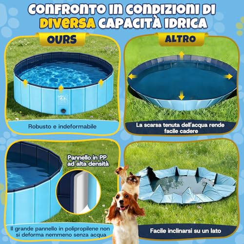 JONRRYIN Dog Pool, 160 x 30 cm, Portable Pool for Large Dogs, Stable and Non-Slip Dog Pool with Patches and Drain Valve for Children Dogs (160 x 30 cm)
