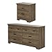 South Shore Versa 6-Drawer Double Dresser and 2-Drawer Nightstand, Weathered Oak