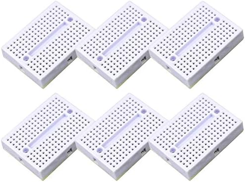 Electrely 6Pcs 170 Tie Points Mini Breadboard Kit, Experiment Circuit Board Self-Adhesive Board for Arduino ProtoShield, Small Solderless Breadboard for Electronic Kits UNO R3 MEGA 2560 NANO (White)