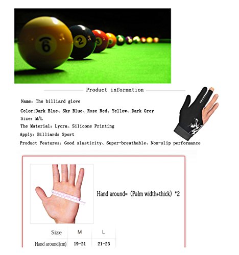 Billiard Gloves,Jelinda Billiards Pool Snooker Cue Shooters Gloves Snooker Gloves Elastic Lycra 3 Fingers Show Gloves for Man and Women (Sky blue M)