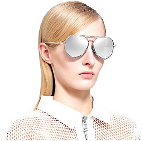 Women Irregular Mirrored Flat Lenses Street Fashion Oversized Aviator Sunglasses