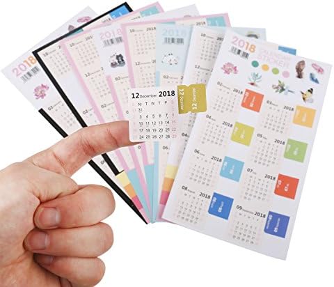 2018 Calendar Stickers Monthly Tab Calendars for Bullet Journal/Planners/Agenda-16 Months from January 2018 to April 2019- 4 Sets of Various Color (64 Tabs)-Easy to Peel & Stick by Cordliya