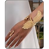 Chunky Gold Bracelet Ring Set for Women, Thick Gold Bangle and Ring Set Non Tarnish Party Trendy Wide Statement Accessories Jewelry Gifts for Women