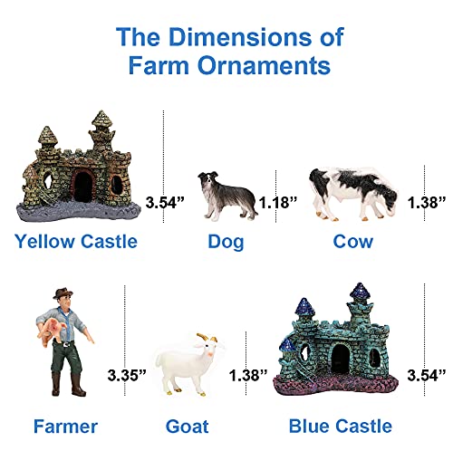 Aquarium Decorations Accessories Farm Fish Tank Decor Plastic Plants Artificial Small Decoration (8-15 gallons)