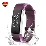 Fitness Tracker, LYOU X5 Plus Fitness Watch Heart Rate Monitor Activity Tracker, Waterproof Bluetooth Wireless Smart Bracelet Pedometer for Android and IOS Phones (Purple)