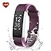 Fitness Tracker, LYOU X5 Plus Fitness Watch Heart Rate Monitor Activity Tracker, Waterproof Bluetooth Wireless Smart Bracelet Pedometer for Android and IOS Phones (Purple)