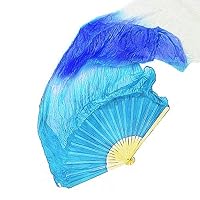 Danzcue Silk Dance Fan, White-Royal-Light Blue Left Hand