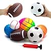 beetoy 6 Pcs Inflatable Sport Toddler Balls Set with Pump for Toddler, Includes Football, Basketball, Volleyball…