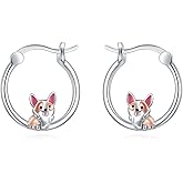 Corgi Earrings 925 Sterling Silver Animal Earrings Corgi Dog Hoop Huggie Earrings Jewelry Christmas Gifts for Women