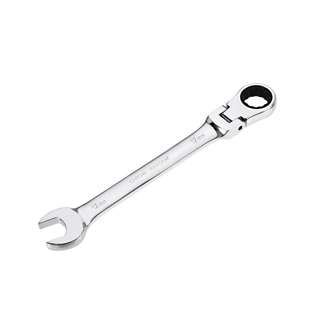 sourcing map 12mm Flex-Head Ratcheting Combination Wrench Metric 72 Teeth 12 Point Ratchet Box Ended Spanner Tools, Cr-V