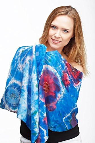 Hand painted Blue silk scarf for women, Shibori style womens shawl size 17x70 inch, one of a kind, gift for her