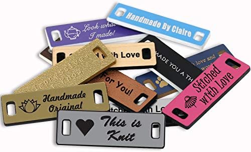 LHS Engraving | Personalized Hand Made Tags Custom Engraved Gray Plastic Sewing & Knitting Labels Black Lettering - B8