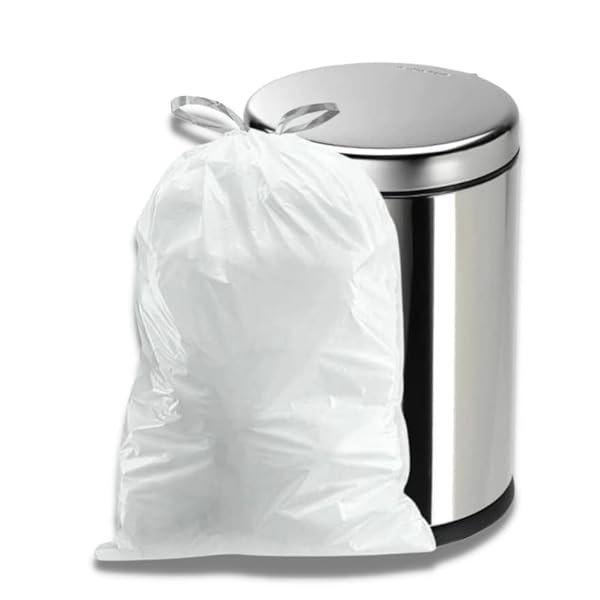 PLASTICPLACE W4DSWH 4 GALLON WHITE DRAWSTRING BAGS, 200 COUNT (PACK OF 1)