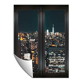 Wall Paper Small Wall Mural City at Night Wall Art Removable Wall Decoration for Bedroom Living Room - 24x32 inches