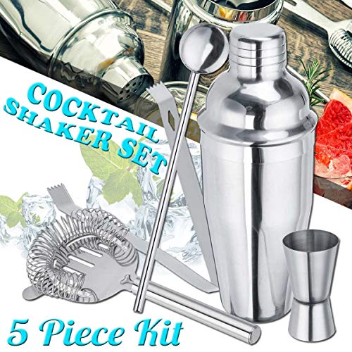 NXYJD 5 stücke Set 750ml Edelstahl Cocktail Shaker Mixer Kit Bar Bartender Shaker Löffel EIS Tong Werkzeuge Set – Bild 3