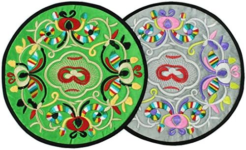 kilofly Vintage Ethnic Floral Design Placemat Value Pack, 2 pc Set, 7.7 inches