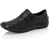 Rieker L1751 Celia Leather Slip-On Women&rsquo;s Shoes - Comfortable High-Coverage Loafers with Elegant Stitch Detailing, Anti-Stress and Flexible Everyday Support