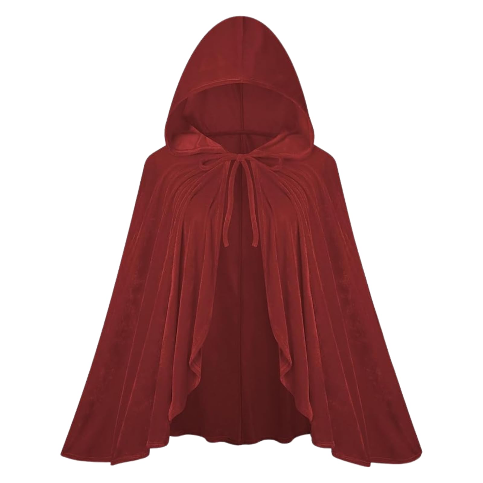 maxToonrain Red Riding Hood Cape Hooded Red Cape Cloak Adult Velvet Little Riding Hood Costumes Fairytale Character Halloween World Book Day Outfit for Women (Dark Red,70cm) — image 1