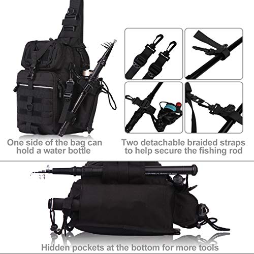 BLISSWILL Fishing Backpack Outdoor Tackle Bag Large Fishing Tackle Bag Water-Resistant Fishing Backpack with Rod Holder Shoulder Backpack - Thumbnail 3
