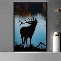Framed Canvas Wall Art Deer Animals Deer Multicolor Photography Rustic Urban - 16x24 inches
