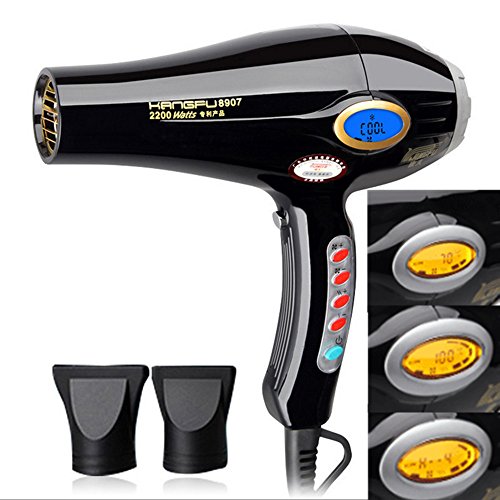 Click Here to See More Images REBUNE 2200W Professional Hair Dryer Anion LCD Screen Constant Temperature Air Conditioning AC Motor Household Sharon Hair Dryer