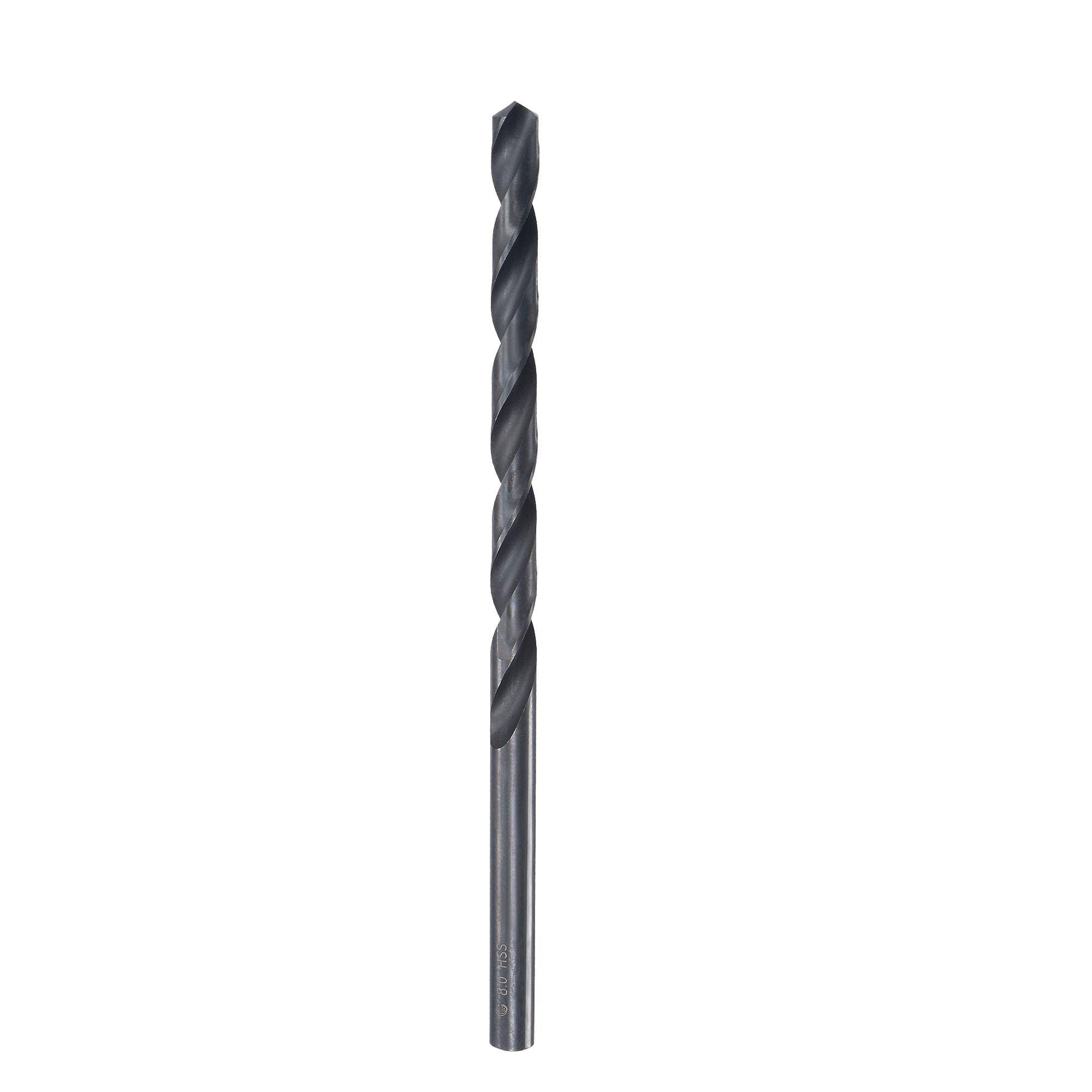 sourcing map High Speed Steel Lengthen Straight Shank Twist Drill Bit Fully Ground Black Oxide 8mm Drill Diameter 165mm Total Length 95mm Drill Bit Length