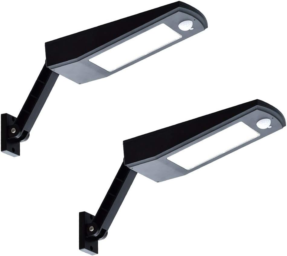 AMY 2 Stücke Solar Led-Leuchten Im Freien, Motion Sensor Nachtlicht Veranda Straße Dekoratives Licht Für Einfahrt Garten Schritt Treppe Zaun Deck,Schwarz
