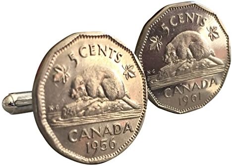 Canadian Nickle Cufflinks Beaver on Rock
