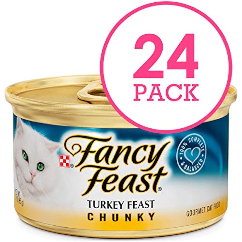Purina Fancy Feast Pate Wet Cat Food, Chunky Turkey (24) 3 Oz. Cans