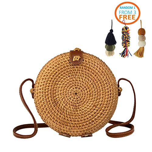 MadeTerra Rattan Crossbody Bags for Women | Square Woven Wicker Straw Purses (7\