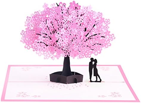 Frontoper Handmade 3D Greeting Card Pop Up Card With Cherry Blossom And Sweet Couple for Valentine's Day, Wedding, Anniversary, Birthday Between Husband and Wife, Boyfriend and Girlfriend