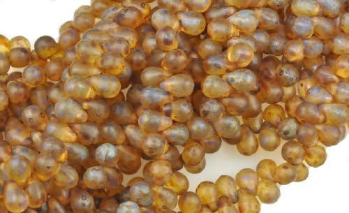 100 Crystal Picasso Czech Glass Teardrop Beads Tear drops 6MM