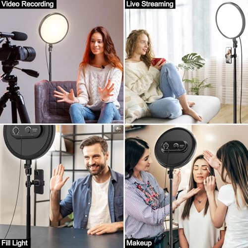 Tobeape 13" Ring Light with 79" Extendable Stand, 2700-6500K Dimmable Photography Light with Remote & Phone Holder, LED Full-Screen Circle Round Soft Light for Selfie/Makeup/Tiktok/YouTube/Vlogging