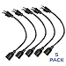 Iron Forge Cable 5 Pack 1 Ft Black Extension Cord, 16/3, 1 Foot Short Extension Cord, 3 Prong, Weatherproof - Great for Outside Use