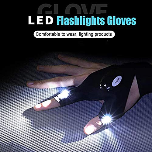 GUOSHUFANG LED Fingerlos Angelhandschuhe, 1 Paar Outdoor Taschenlampe Handschuhe Schwarz, Arbeitshandschuhe mit Licht… – Bild 4
