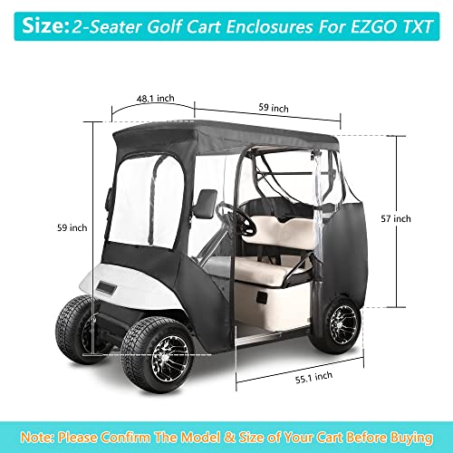 10L0L Golf Cart Enclosure 2 Passenger for EZGO TXT, Waterproof Portable