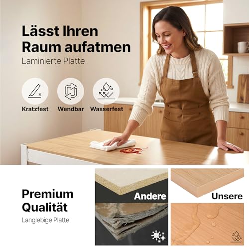 HOMEDANT House Premium Rolling Shelf, Heavy Duty Shelving with Wheels, Cellar Shelf, Storage Shelf, Household Shelf, Kitchen Shelf, Garage Shelf, 40 x 60 x 150 cm, Shelf with Laminate MDF Shelves, Adjustable Shelves, White