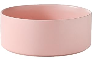 Welloyed 8'' Ceramic Dog Bowl - 70Oz Classic Dog Food Bowl Water Bowl for Medium and Large Breeds, Heavy-Duty Non-Slip Dog Dish, Food Grade Stoneware Pet Bowl, Dishwasher & Microwave Safe, Pink