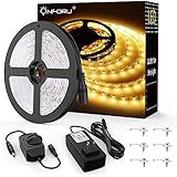Onforu 33ft Dimmable LED Strip Lights Kit, 600 Units SMD 2835 LEDs, 12V Under Cabinet Lighting Strips, 10M LED Ribbon, Non-Waterproof Tape, 3000K Warm White