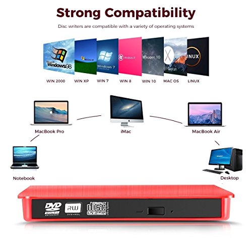 YAHEY External CD Drive, Ultra Slim USB 3.0 CD DVD-RW DVD ROM Drive for High Speed Data Transfer and Laptop Notebook PC Desktop Computer Support Mac OS X,Windows10/ Vista/7/8/8.1/.