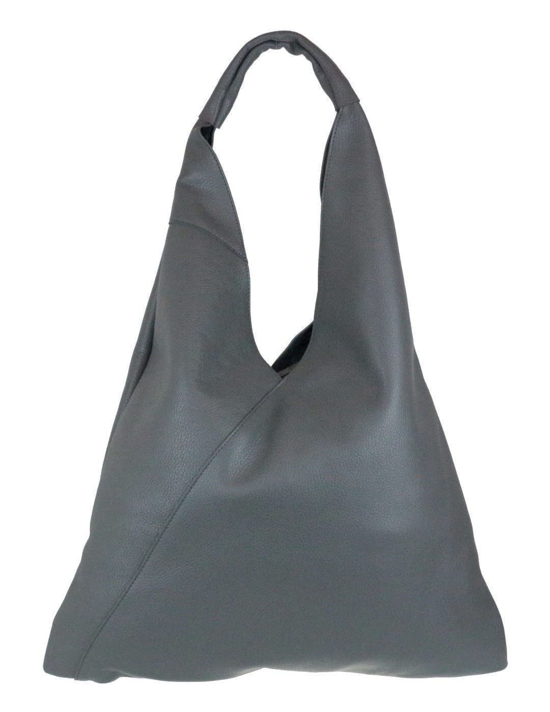 Girly Handbags V Shape Genuine Top Handle Bag - Dark Grey