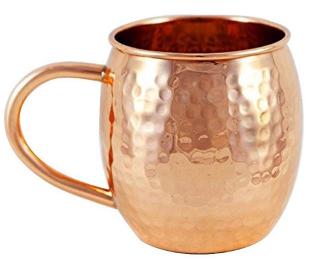 Purpledip Copper Mug: Barrel Design Hammered Cup (11625)